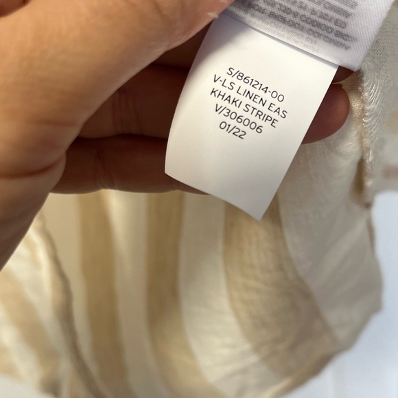 Gap The Easy Shirt Long sleeve khaki stripe linen blend size XXL - Picture 6 of 8